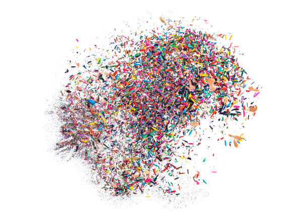 白色铅笔上的一堆色尘。图片下载