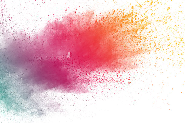 抽象的彩色粉末飞溅在白色背景上，彩色粉末爆炸的冻结运动图片下载