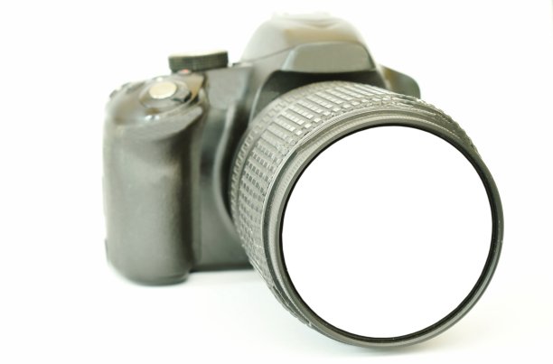 数码单镜头反光相机在白色背景图片下载