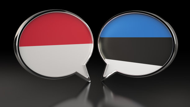 摩纳哥和爱沙尼亚国旗与语音气泡。3D插图图片下载