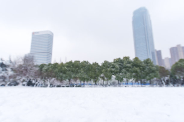 冬季模糊抽象背景中的现代城市图片下载
