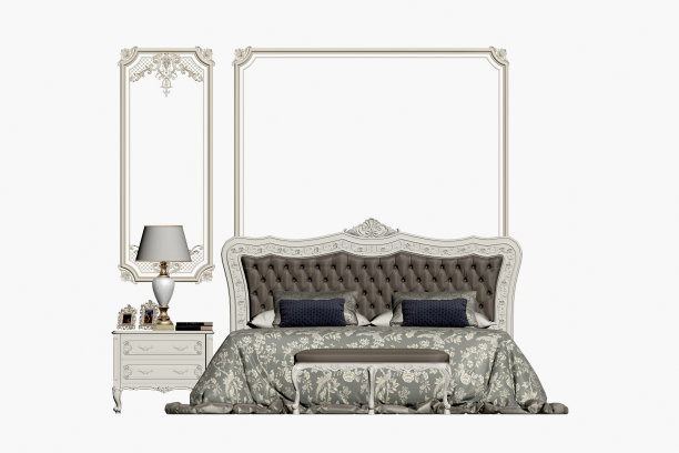 经典风格卧室的3d渲染图片下载