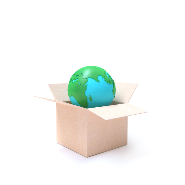 交通理念的概念。带有剪切路径的框中的地球仪图片下载