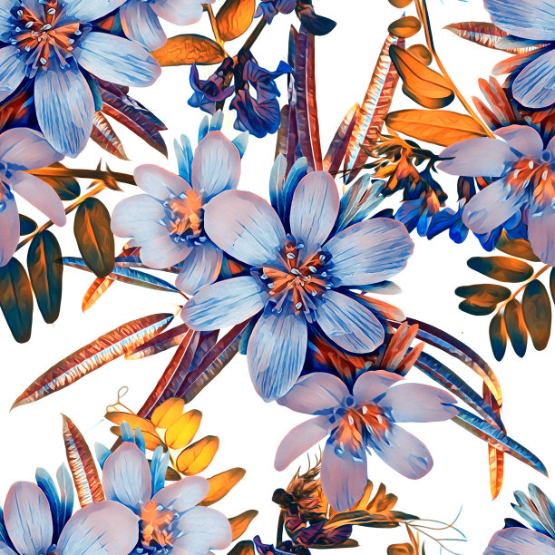 夏季花朵无缝图案。图片下载