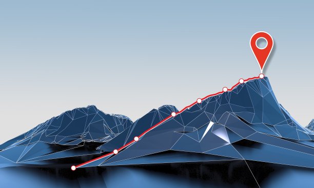 抽象的带有路径顶的多边形山图片下载