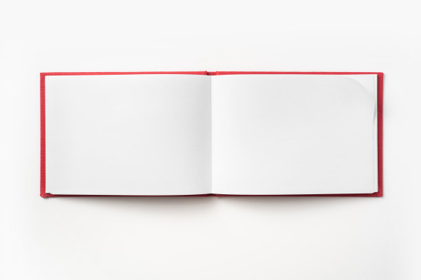 顶视图的红色笔记本与打开页图片下载