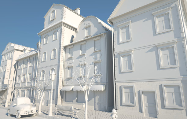 白皮书风格的老城区。图片下载