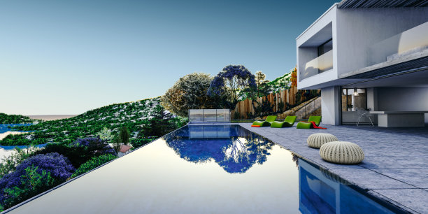 3D渲染：精美的现代住宅外观图片下载