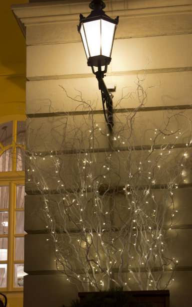 晚上提灯，路灯亮图片下载