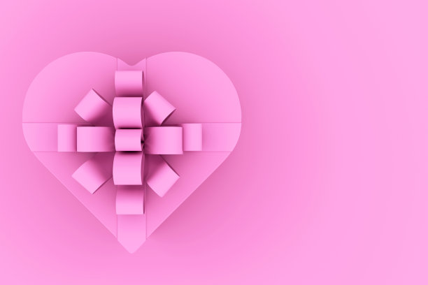 彩绘粉红礼盒与丝带图片下载