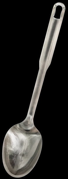 旧不锈钢勺背面孤立在黑色背景图片下载