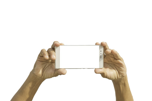 孤立，手持手机，白色背景图片下载