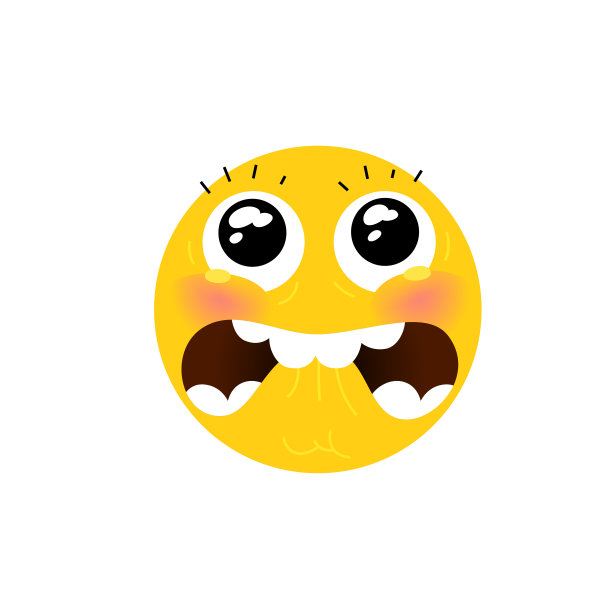 黄圆头，脸。情感的恐惧。平面插图程式化的人脸。圆形标志。表情符号黄色悲伤的脸。象征,图标。图片下载