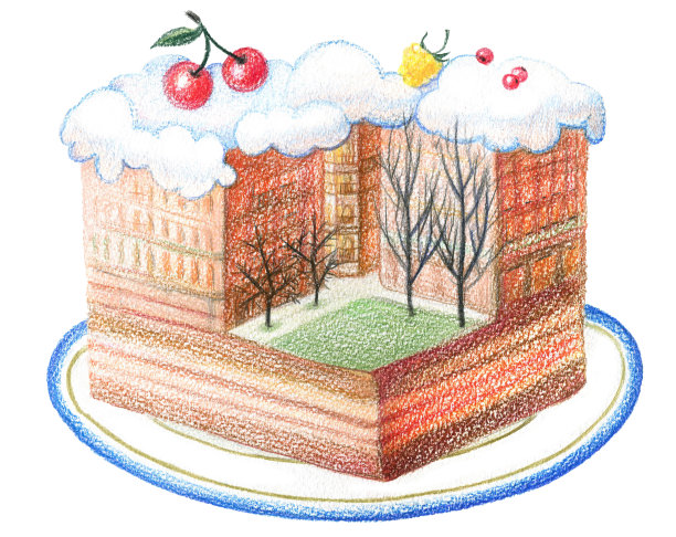 幽默蛋糕配甜樱桃和鲜奶油图片下载