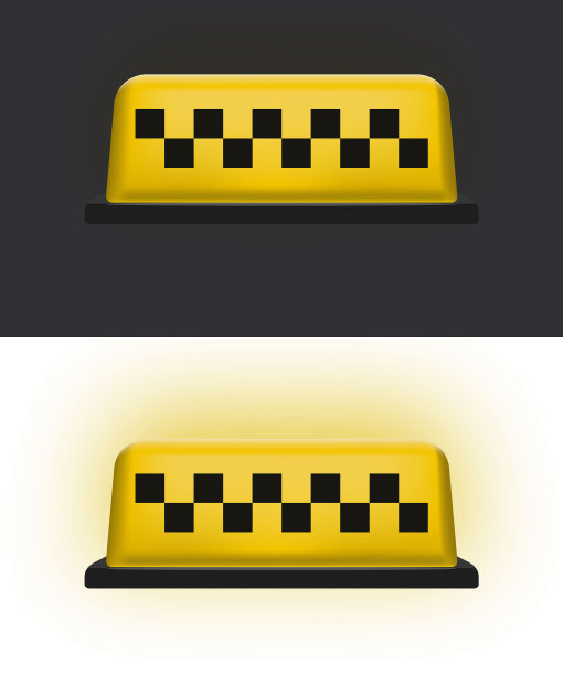 黄色出租车车顶。出租车图标。矢量图图片下载