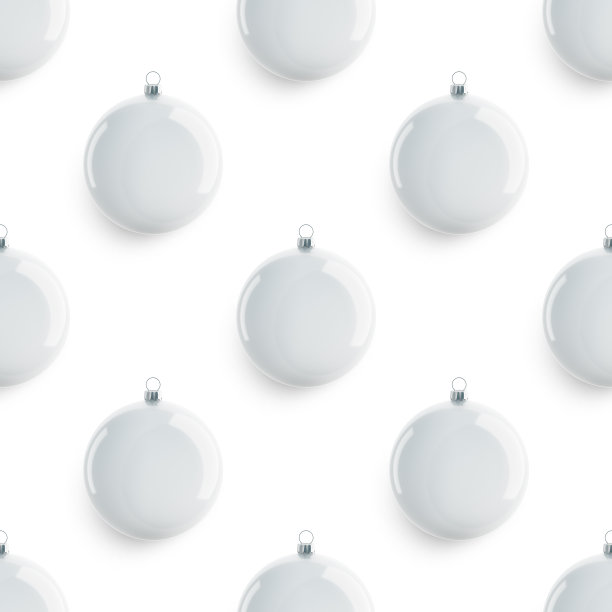 空白白色圣诞球圣诞树模型，无缝图案图片下载