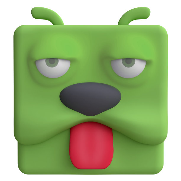 风格有趣的卡通狗头。儿童黏土、塑料或软玩具。3 d演示。图片下载