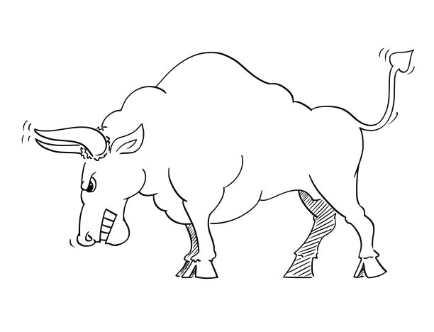 愤怒的公牛作为上涨的市场价格符号的卡通图画图片下载