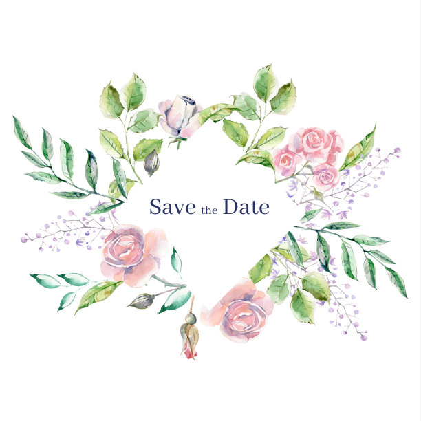 适合婚礼或浪漫设计的水彩画相框。花的框架图片下载