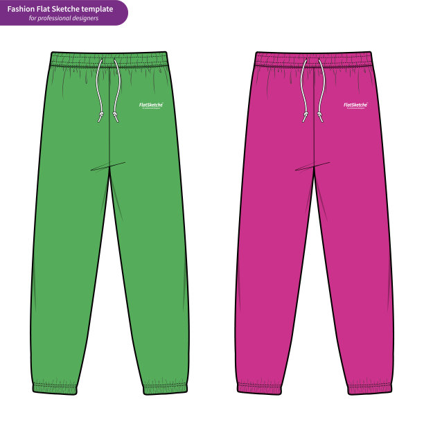 汗裤时尚平面技术图纸矢量模板图片下载