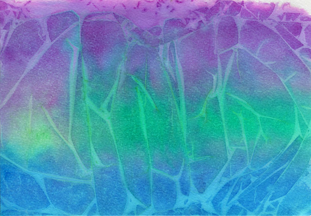 这是一张抽象的手绘织物照片，色彩鲜艳，背景图案是紫绿蓝图片下载