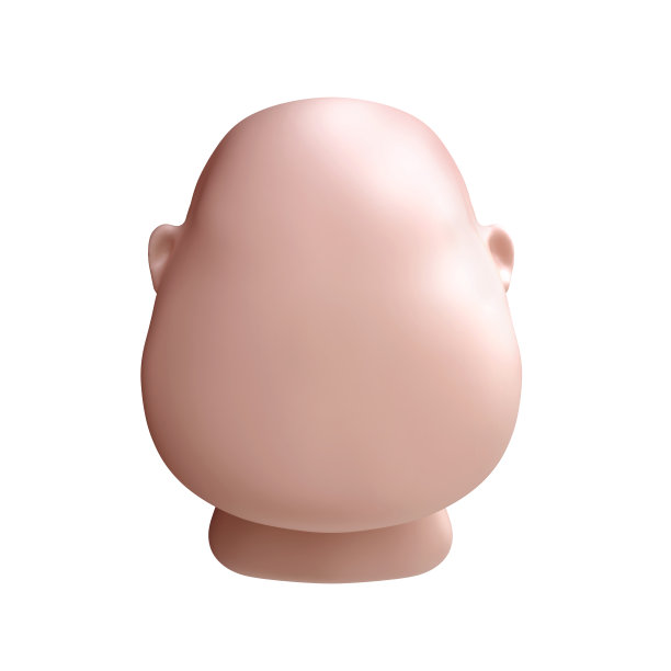 真实的卡通人的头形成孤立的白色背景。人物的身体元素。白色的皮肤。3 d演示。图片下载