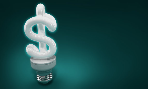 美元符号形状的螺旋灯泡图片下载