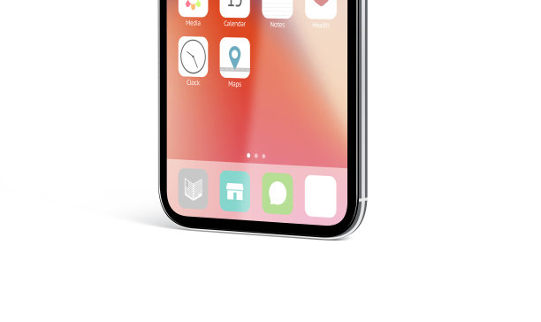 空白的白色应用程序图标在无限锁定菜单手机屏幕模型图片下载