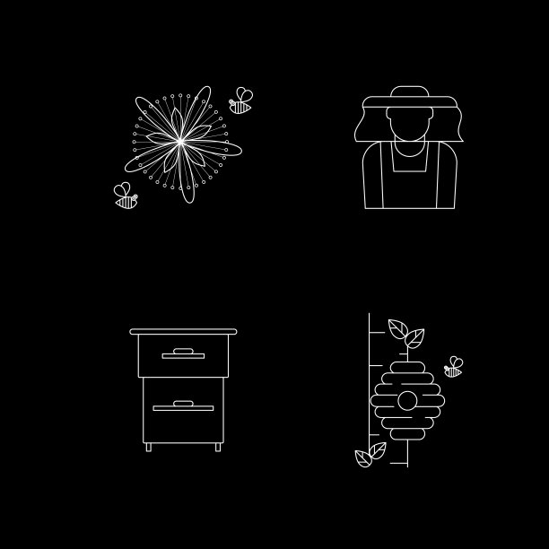 蜂蜜向量线性图标集图片下载