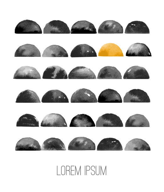 抽象手绘水墨纹理。黑黄水墨画在白色的背景。水彩画图片下载