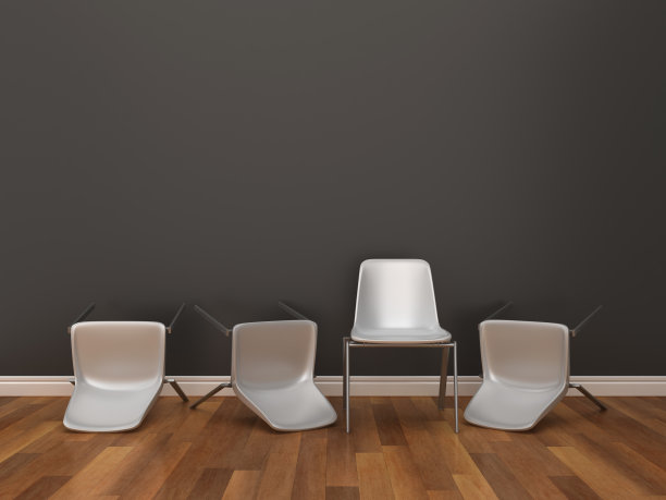 在木地板上的椅子排- 3D渲染图片下载