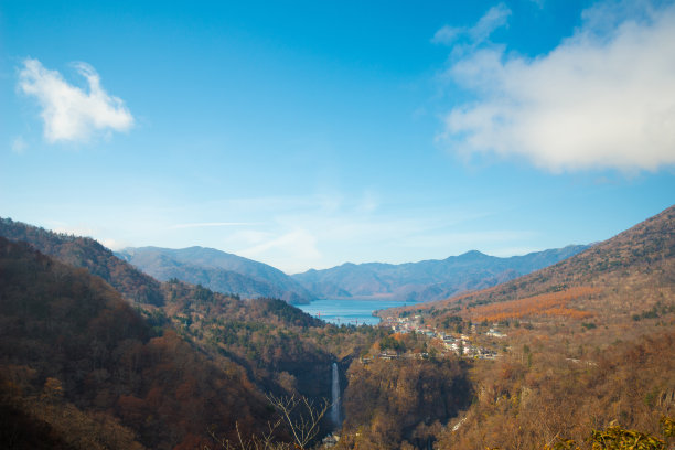Kegon瀑布和中禅寺湖在Akechidaira索道，日光，日本。图片下载