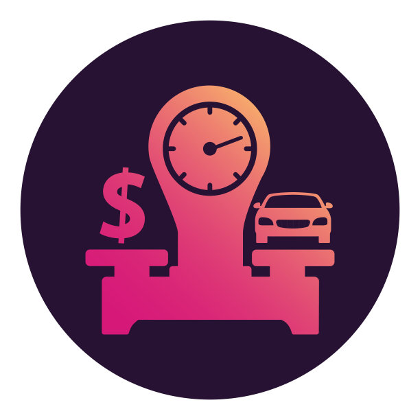 鳞片汽车和美元货币图标。平线艺术矢量。图片下载