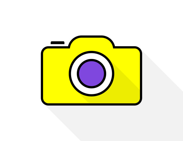 图标照片相机卡通风格与阴影在空白背景图片下载