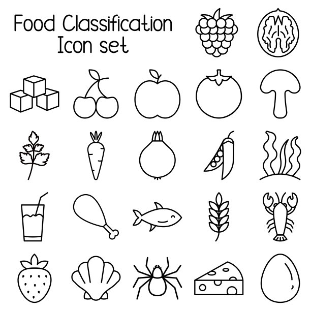 食物分类图标设置，食物矢量符号。图片下载