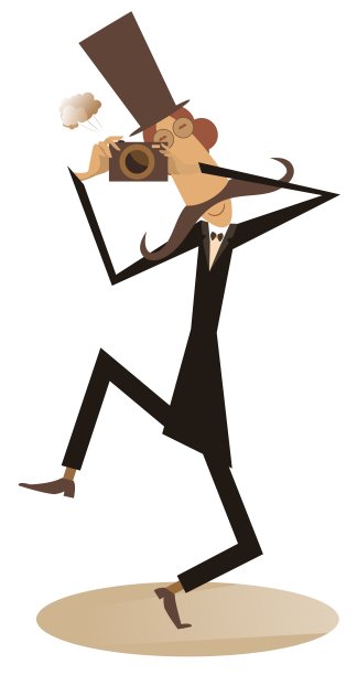 胡子复古摄影师插图孤立图片下载