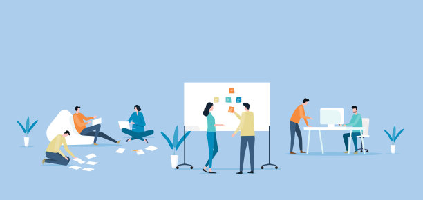 平面矢量业务团队工作和项目协作流程会议概念图片下载