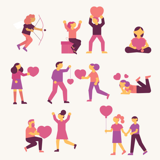 矢量平面简单的人用情人节的符号。图片下载