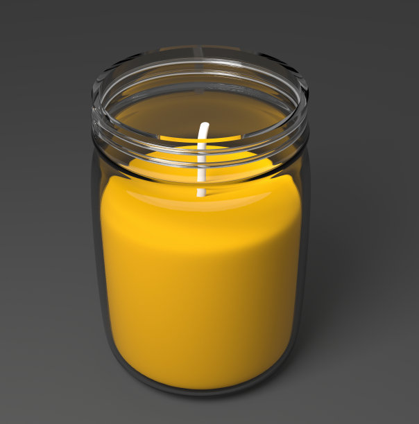 玻璃罐里的蜡烛。图片下载