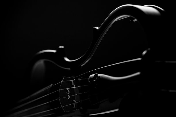 电子小提琴放在黑色的背景上。音乐主题图片下载