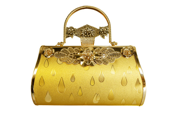金色的女性豪华手袋孤立白色背景图片下载