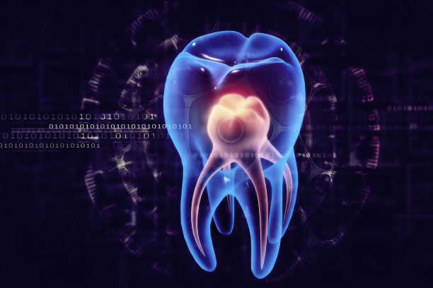 人类牙齿x光透视的科学背景图片下载