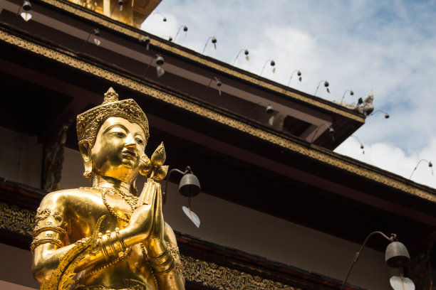 泰国清迈，佛寺金佛图片下载