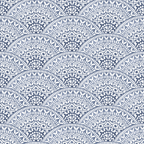 天衣无缝的图案，一种凝集叶。用铅笔在纸上画的波浪装饰。图片下载