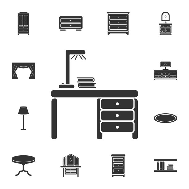 Office Table图标。简单的元素说明。办公桌符号设计从家庭家具集合集。可以用于网页和移动图片下载