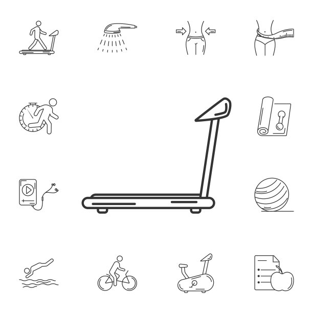 跑步机图标。简单元素说明。跑步机符号设计从健身和健康收集集。可用于网络和手机图片下载