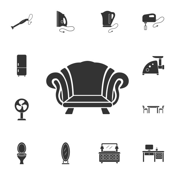 经典的椅子图标。简单的元素说明。经典的椅子符号设计，从家居家具系列套装。可以用于网页和移动图片下载