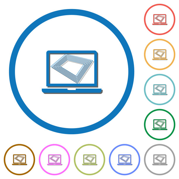 带阴影和轮廓的笔记本电脑屏幕保护程序图标图片下载