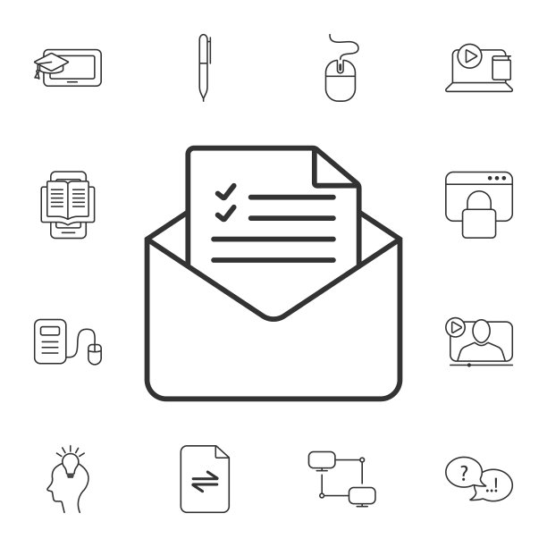 确认信图标，生态系列简约元素插图，可用于网页和移动端图片下载