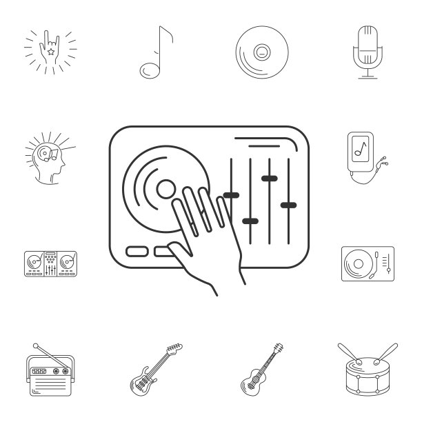 音乐DJ混音器图标。简单的元素图示。来自音乐收藏集的音乐DJ混音器符号设计。可用于Web和移动设备图片下载